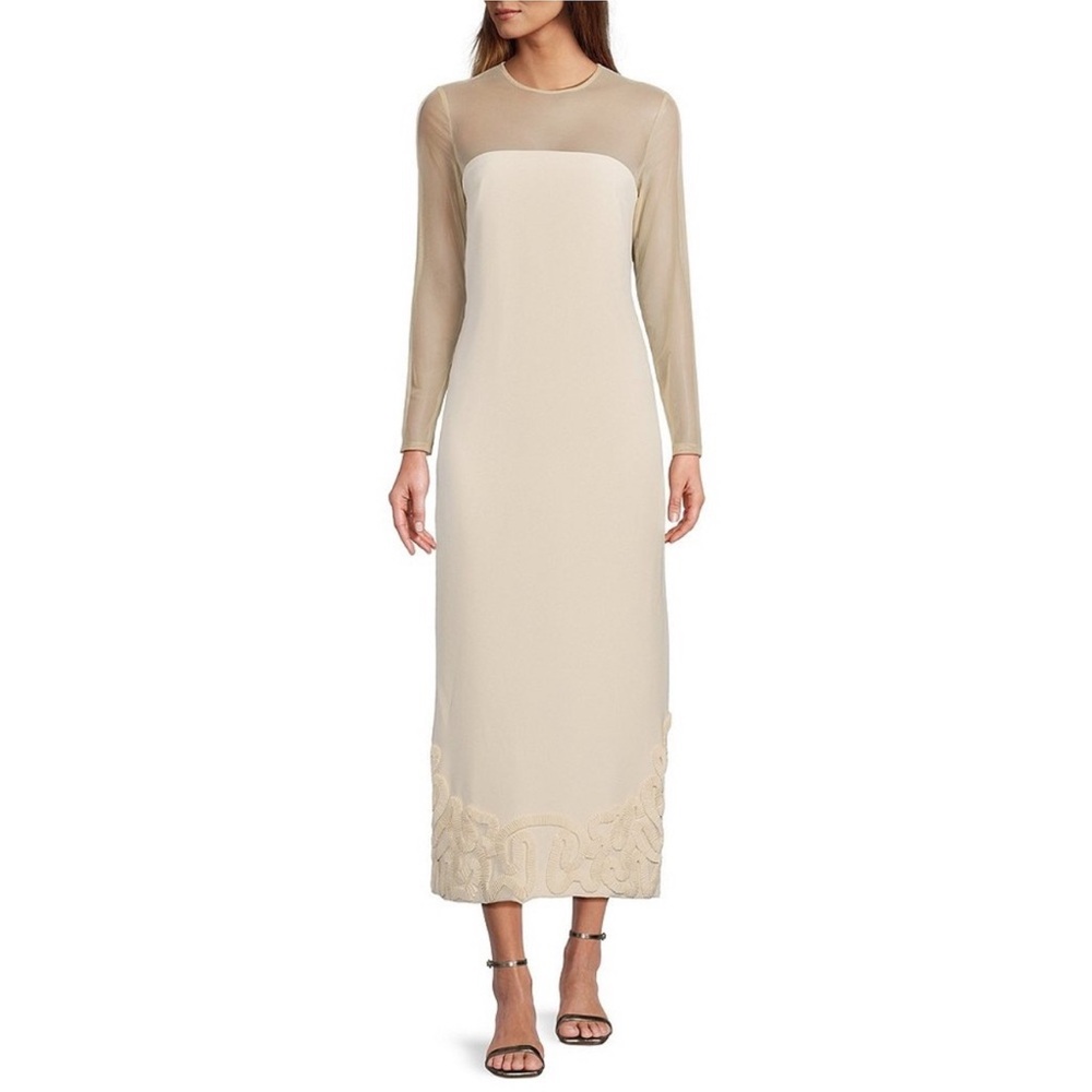 NWT AntonioMelani Elizabeth Damrich Babe Mesh Long Sleeve Crepe Soutache DRESS - Picture 12 of 17